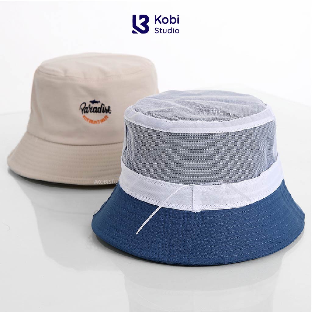 Mũ Bucket Nữ KOBI Vải Dày, Nón Bucket Nữ Hàng Hiệu Hàn Quốc UNISEX họa tiết thêu chữ phong cách trẻ trung năng động