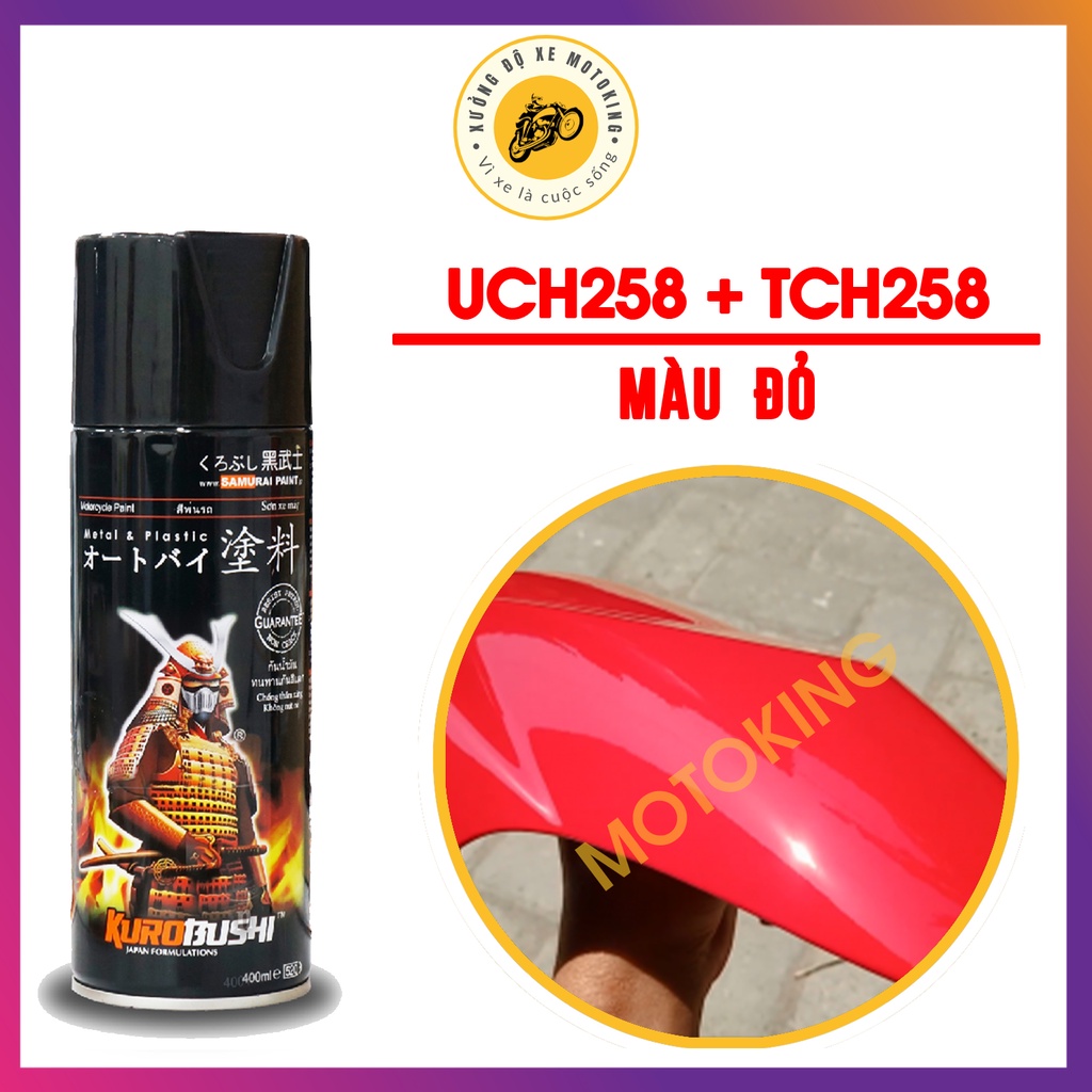 Combo Combo sơn samurai màu đỏ UC + TCH258  loại 2K chuẩn quy trình độ bền 5 năm gồm 2K04 - UCH258 - TCH258 -2k01