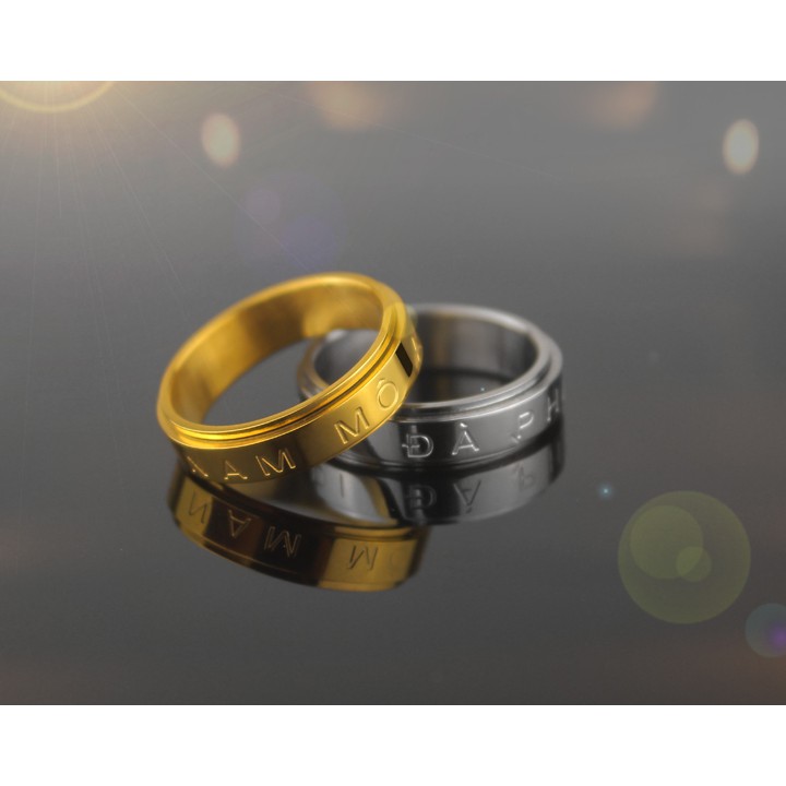 Sỉ nhẫn xoay titan khắc Nam Mô A Di Đà Phật siêu đẹp, bền màu, đeo tay vạn sự may