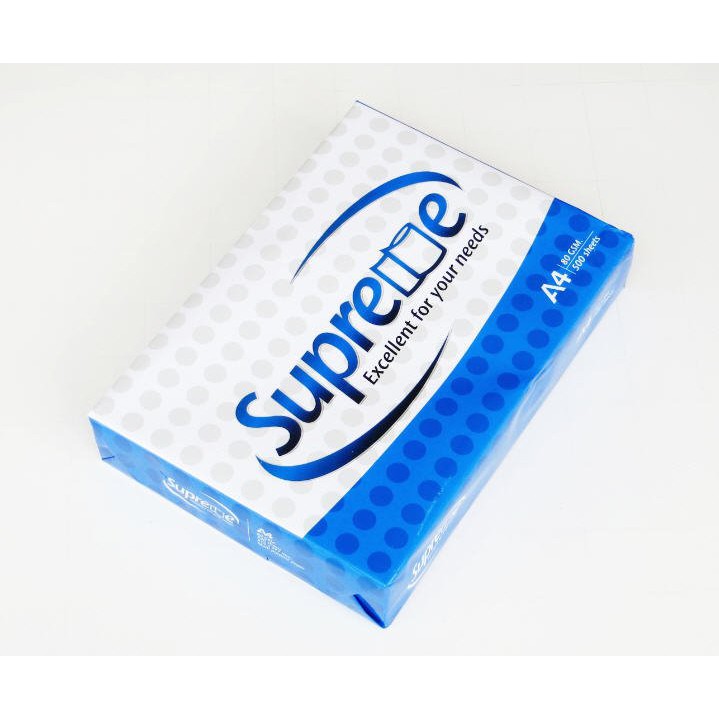 Giấy A4 Supreme 80 Gsm Xuất Xứ Thailand- Chất Lượng Giấy Cao,Được Làm 100% Từ Sợi Gỗ, Láng Mịn, Không Bụi, Không Mùi