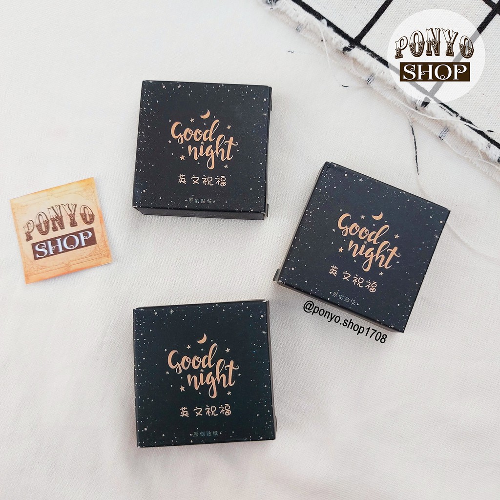 🔶 Hộp 45 sticker nhãn dán Goodnight trang trí Scrapbook