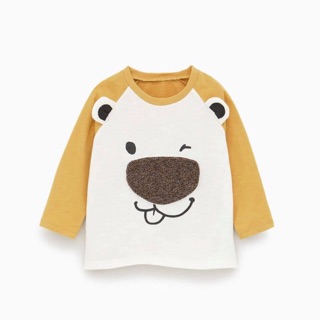 Áo cotton zara màu vàng chú gấu siêu đẹp