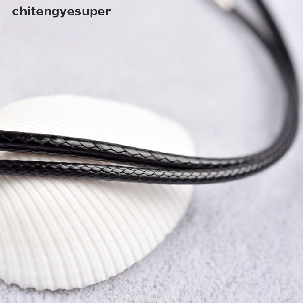 Chitengyesuper Black Wax Leather Cord Stainless Steel Rotary Clasp Necklace Choker Rope Jewelry CGS