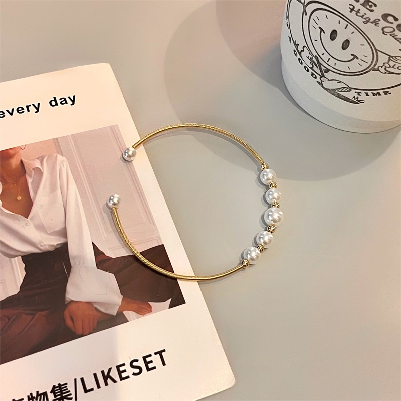 Vòng Tay Đính Hạt Ngọc Trai Nhân Tạo Sang Trọng Dành Cho Nữ