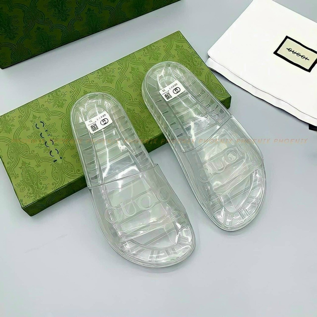 Dép quai ngang Gucci trong suốt, Dép lê nam nữ cao cấp