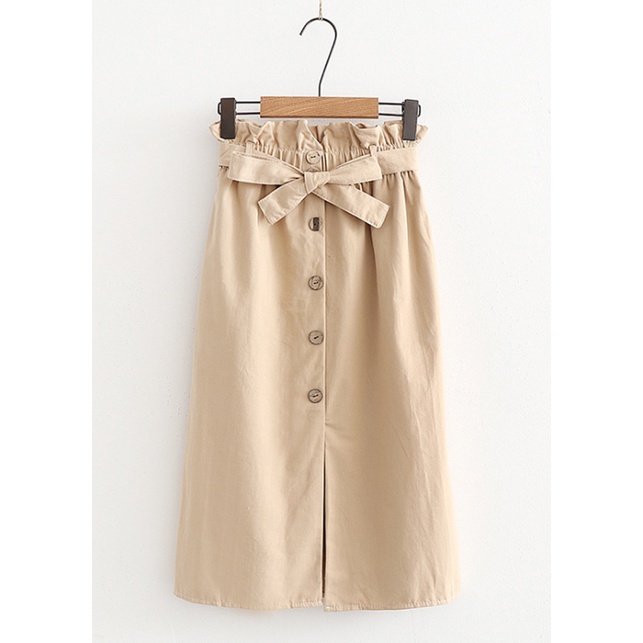 Chân váy vải cotton dáng dài thắt nơ VAY03 Song An Eco