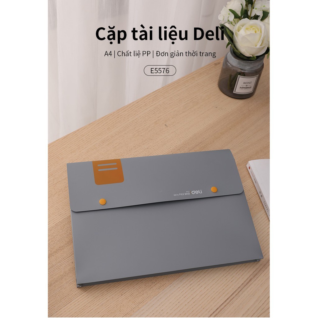 Cặp tài liệu 1 ngăn A4 nút bấm Deli 5576