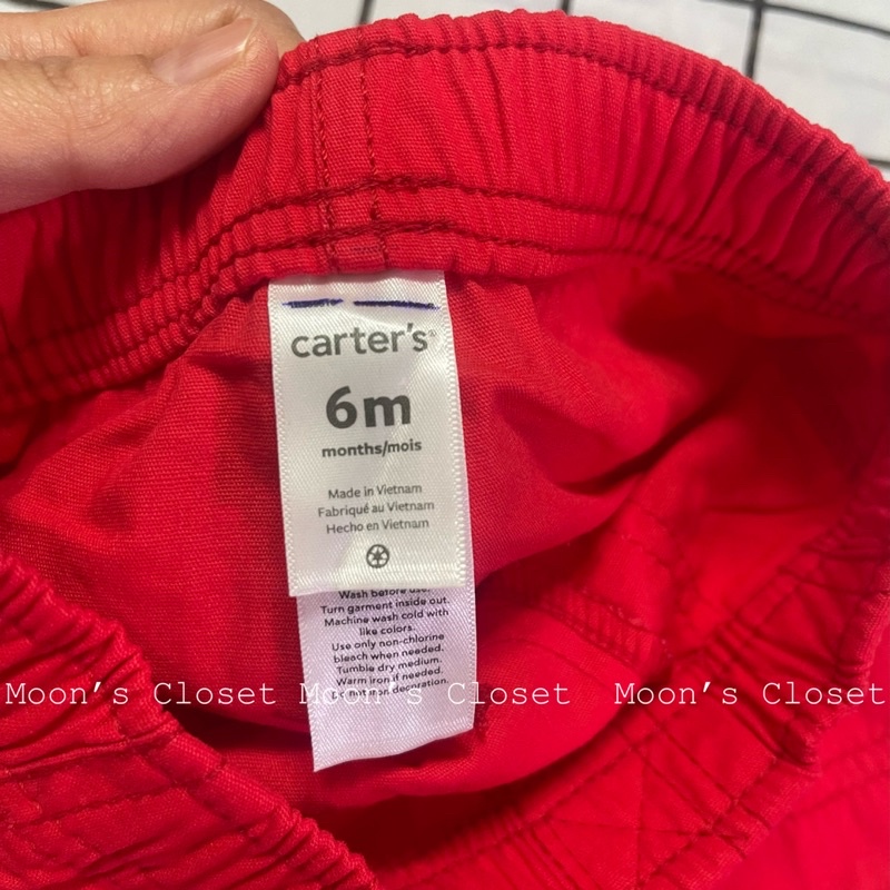 Quần short đỏ trơn Carter size 3m-24m (form to 6-16kg)