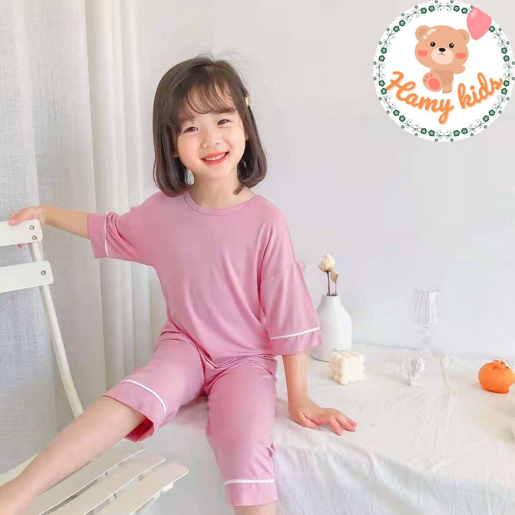 Bộ Áo Lửng Quần Lửng Minky Mom Chính Hãng Thun Lạnh Màu Trơn Đồ Ngủ Bé Trai Bé Gái Từ 0-5 Tuổi Dưới 20kg - Hamykids