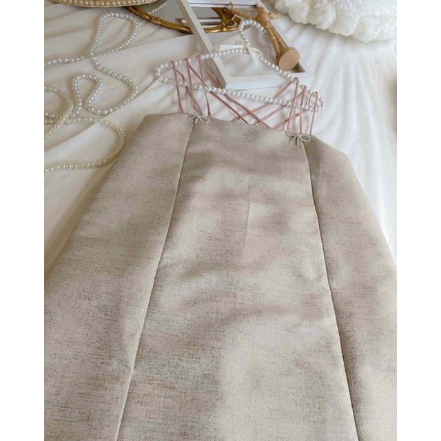 ĐẦM DOLL ĐAN LƯNG XƯỢC ĐÍNH NƠ