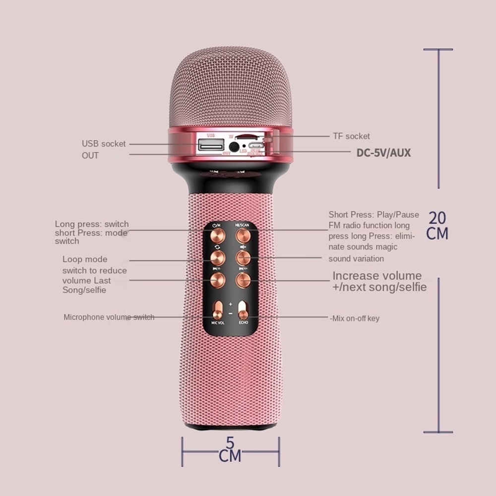 Micro Karaoke Bluetooth Kèm Loa Bluetooth Mini WS-898 Nâng giọng cực chất Loa Bluetooth Karaoke Gia Đình Có Thu Âm