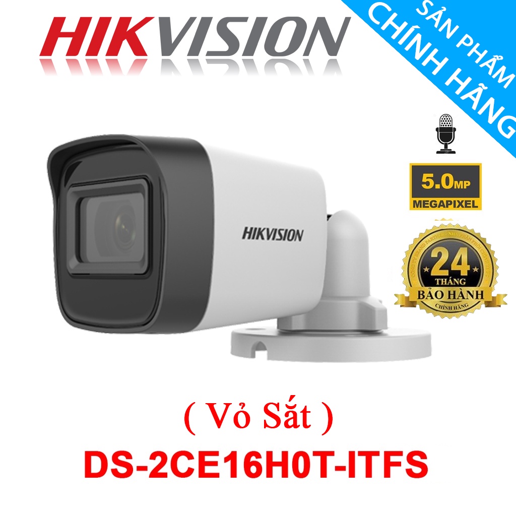 Camera HIKVISON 5MP vỏ sắt [ TIC HỢP MIC]  DS-2CE16H0T-ITFS hồng ngoại 30m - Hàng Chính Hãng