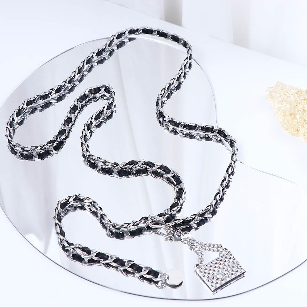 Thắt Lưng Da PU Phối Dây Xích Đơn Giản Dễ Phối Đồ
