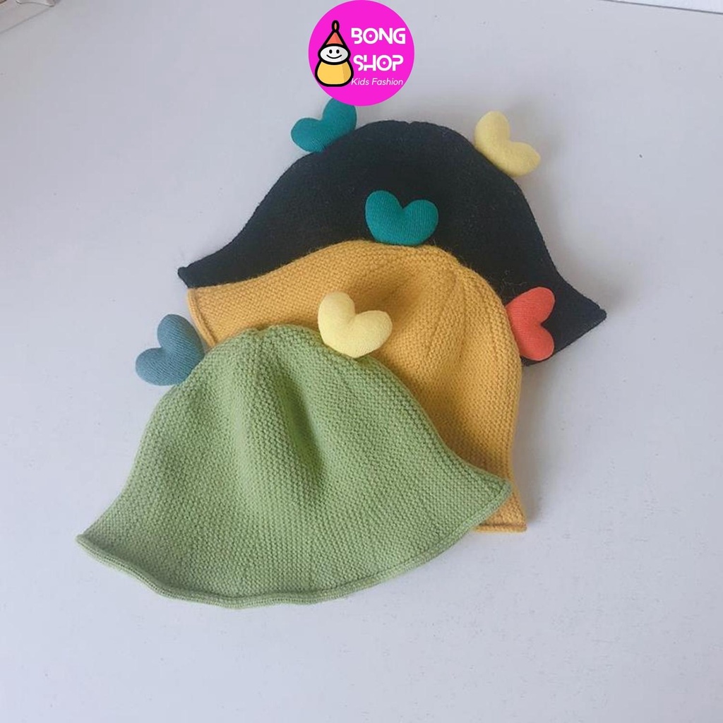 Mũ len trái tim cho bé trai bé gái từ 1-2 tuổi