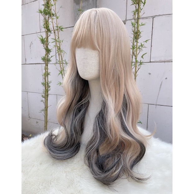 TÓC GIẢ CẢ ĐẦU / WIG TEEN LOLITA❤️ tóc giả vàng light đen xoăn cao cấp❤️ freeship 50k❤️ tặng lưới chùm tóc