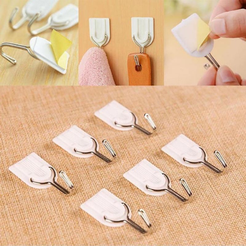 Bộ 6 Móc Treo Dán Tường Siêu Dính Màu Trắng.