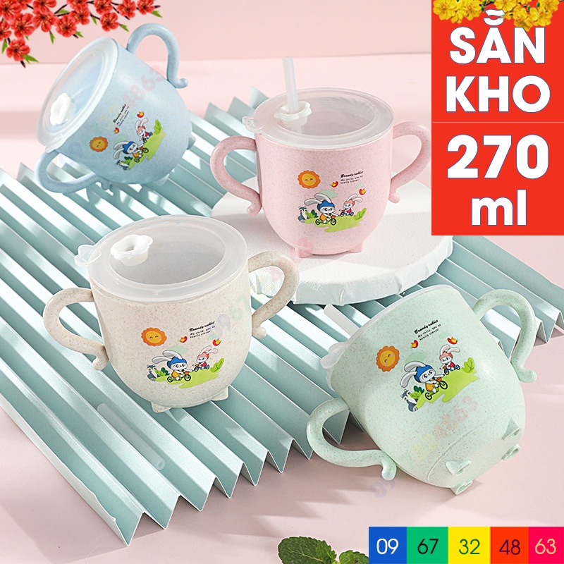 Cốc uống nước lúa mạch KÈM ỐNG HÚT cho bé