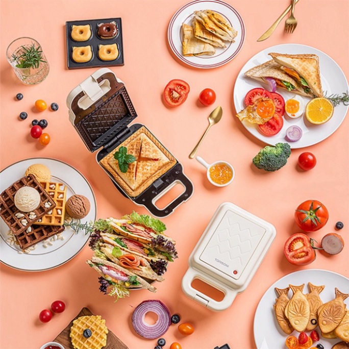 Máy nướng bánh sanwich - Mua kèm 5 khay Torsom BẢN MỚI