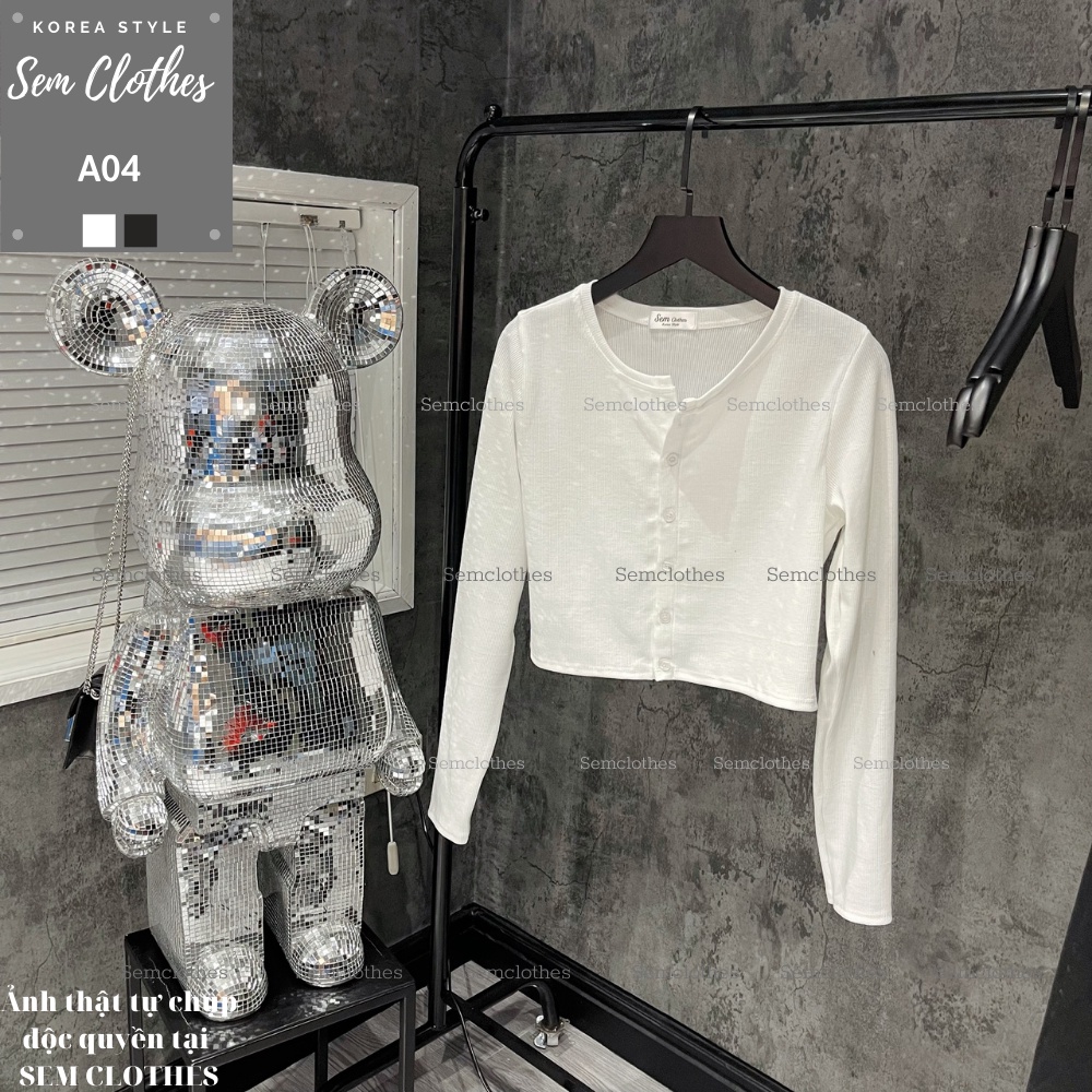 Áo croptop dài tay nữ,thun phông kiểu ôm vải len tăm AO04 SEMCLOTHES