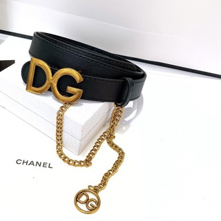 Dây thắt lưng đen chữ vàng DG xích