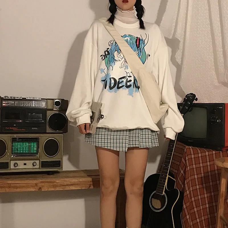 Áo Sweater Dáng Rộng Cổ Tròn In Hình Hatsune Miku Phong Cách Hàn Quốc Thời Trang Mùa Thu Mới Cho Nữ 2021 | BigBuy360 - bigbuy360.vn
