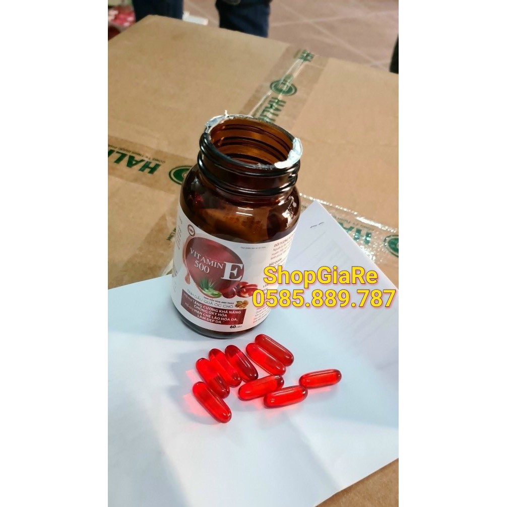 Vitamin E 500, E đỏ tinh dầu quả óc chó, chống oxy hóa, chống lão hóa da, bổ sung vitamin e, sáng da, đẹp da