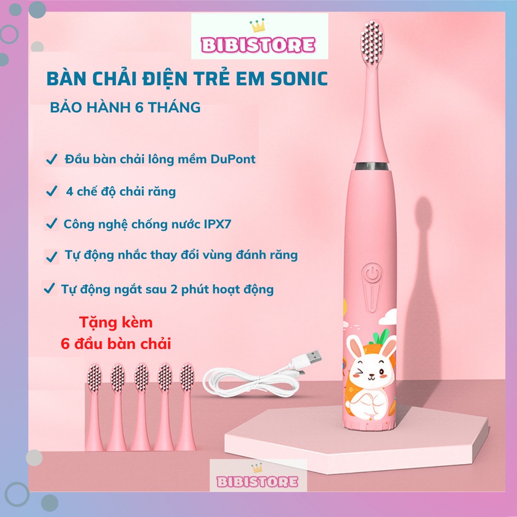 - Máy Đánh Răng Điện Trẻ Em Tự Động làm sạch thông minh 4 cấp độ