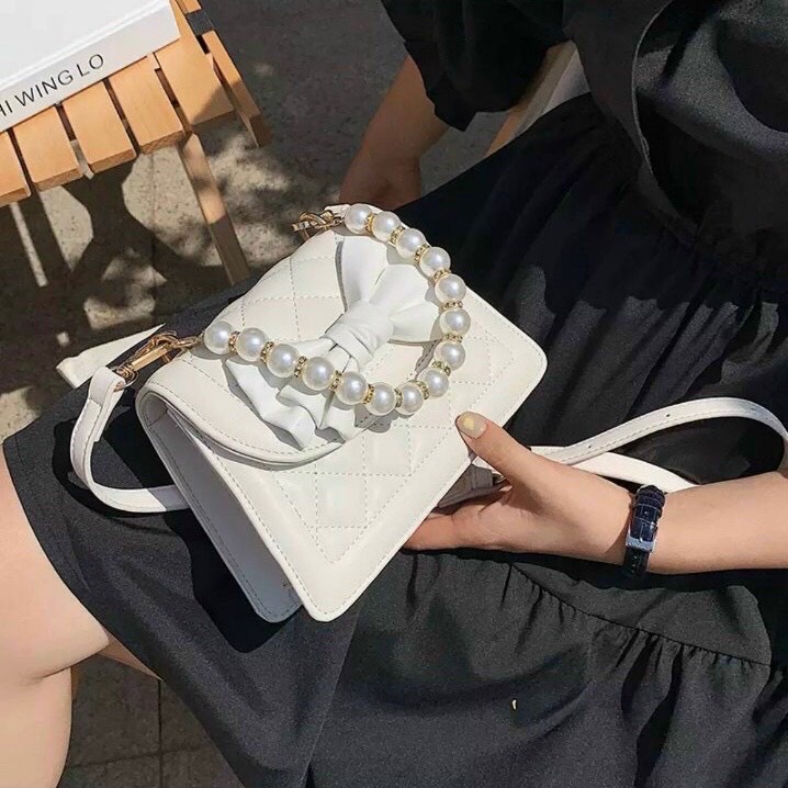 Túi Đeo Vai Linh Store Túi Đeo Chéo Nữ Đính Nơ Quai Ngọc Hottrend Phong Cách Hàn Quốc - LS6