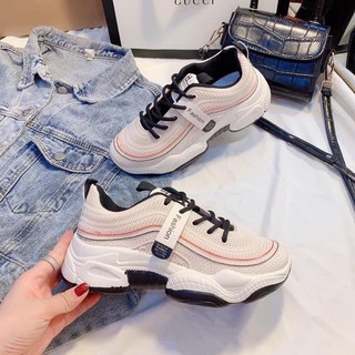 Giày sneaker vải đế sóng viền đỏ