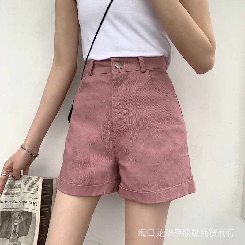 Quần Short Thể Thao Lưng Cao Co Giãn Kiểu Hàn Quốc Thời Trang Mùa Hè Cho Nữ Quần Short Denim Ôm Chân Thiết Kế Đơn Giản Cá Tính