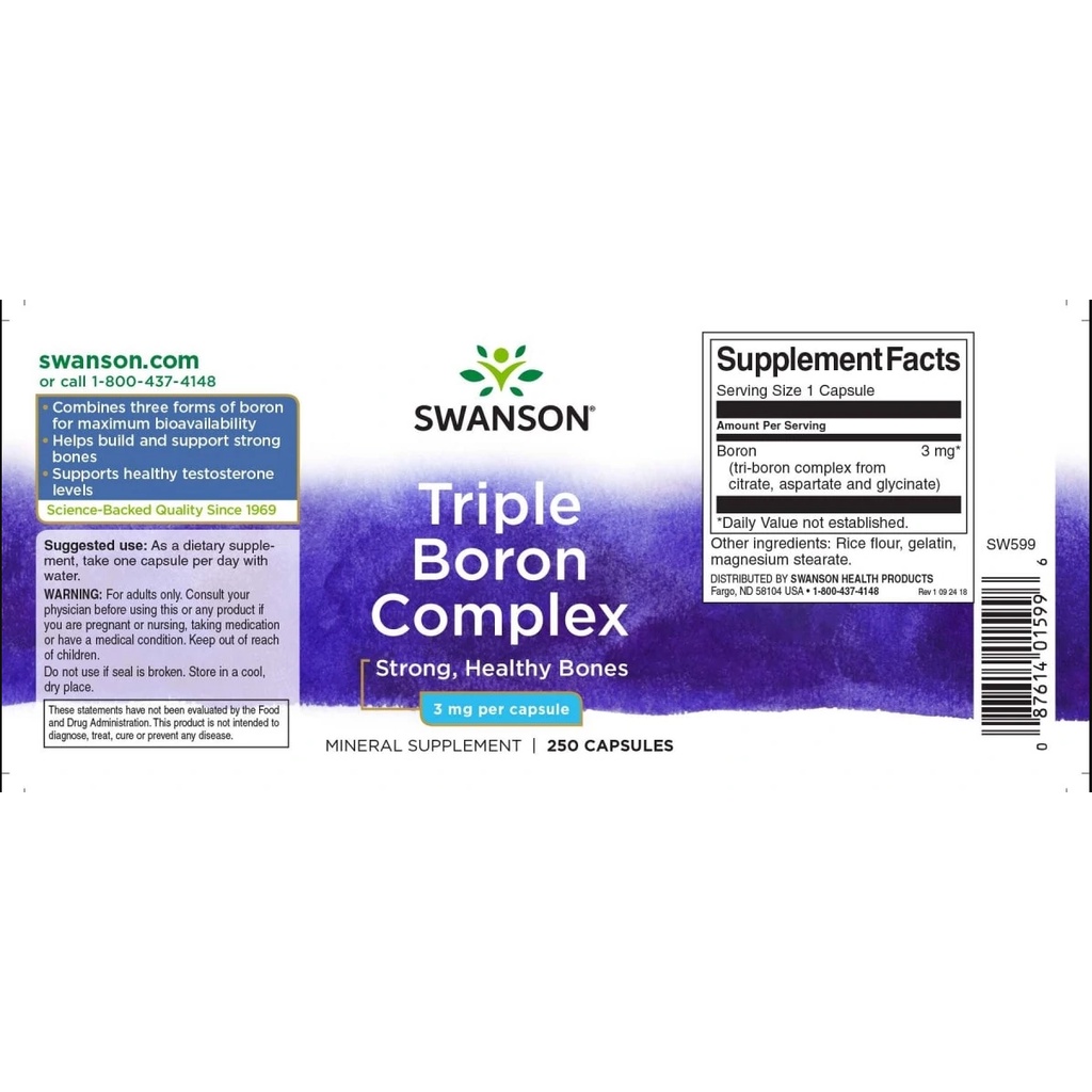 Boron | Swanson Premium Triple Boron Complex 3mg  -  Tốt Cho Xương Khớp - Chính Hãng The Shape