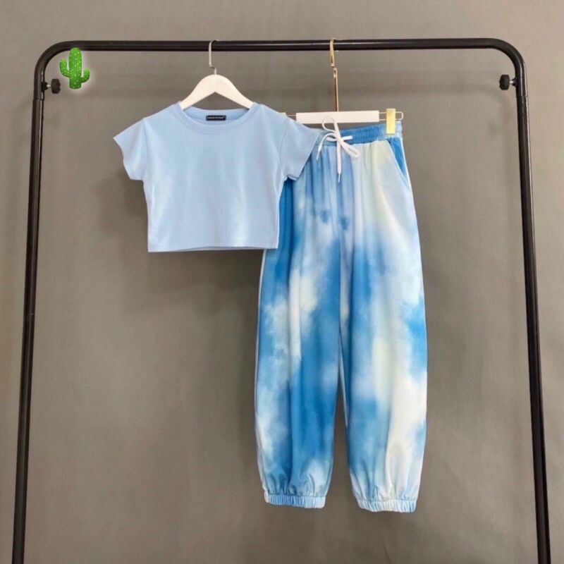 🍓 Thời trang giới trẻ - Quần Jogger nỉ bông loang màu mây xinh