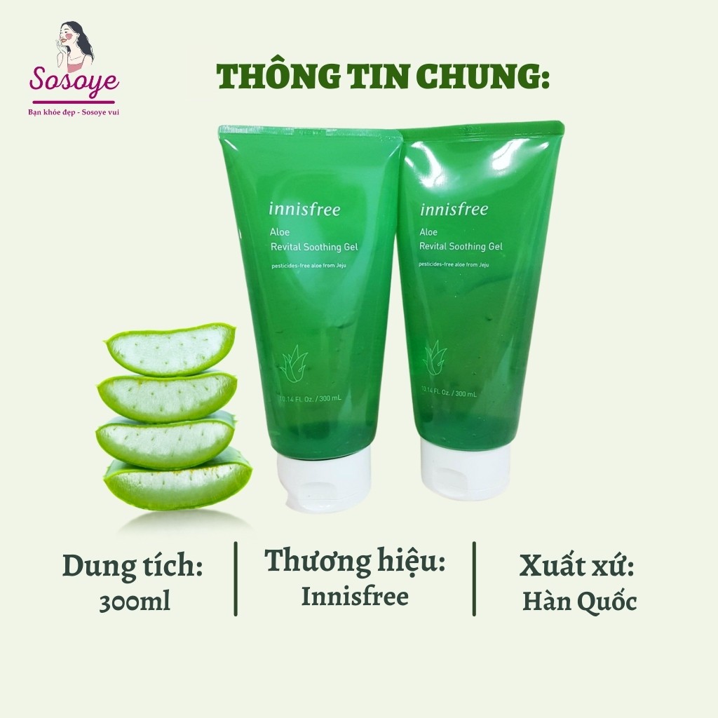 [Date 2023] Gel Lô Hội Innisfree Dưỡng Ẩm Mát Da Aloe Revital Soothing Gel 300ml