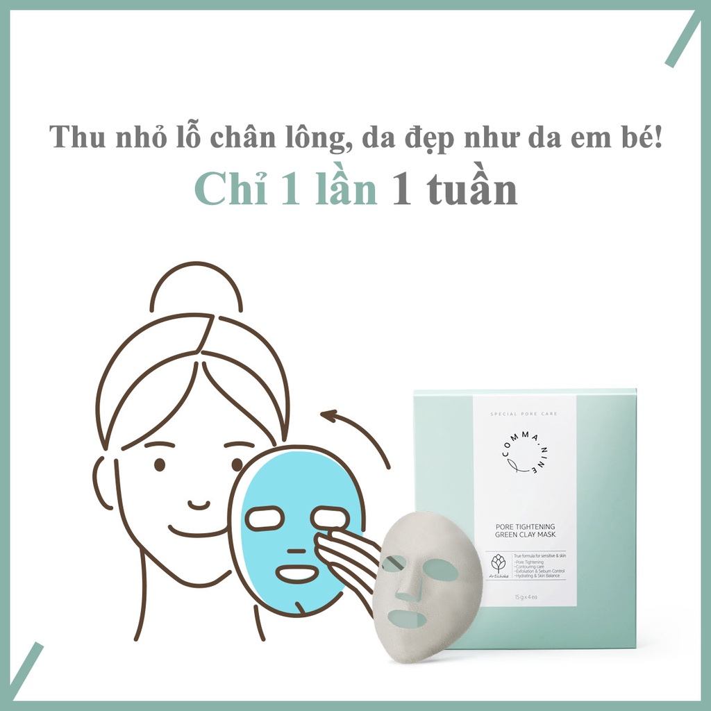 Mặt nạ đất sét dịu da, giảm mụn và se khít lỗ chân lông JSN LAB Commanine Pore Tightening Green Clay Mask