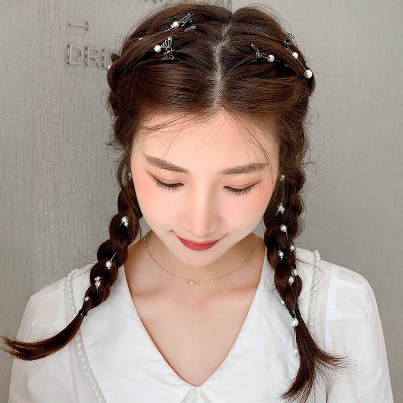 Kẹp Tóc Hình Bướm Đính Ngọc Trai Đơn Giản Thời Trang Nhật Hàn