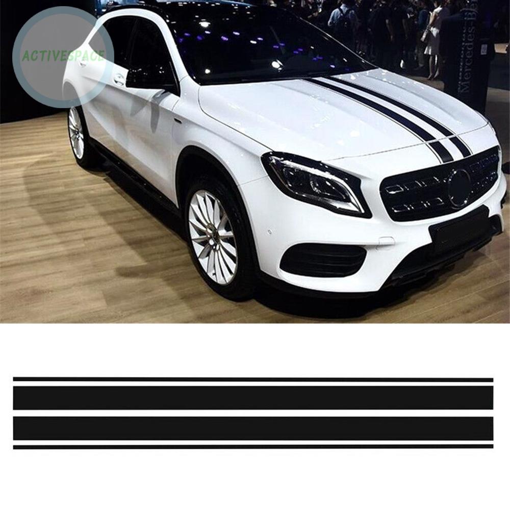 1 Set 150cm Decal Kẻ Sọc Màu Đen Dán Nắp Capo Xe Hơi Mercedes Benz A C Cla Gla Glc Class