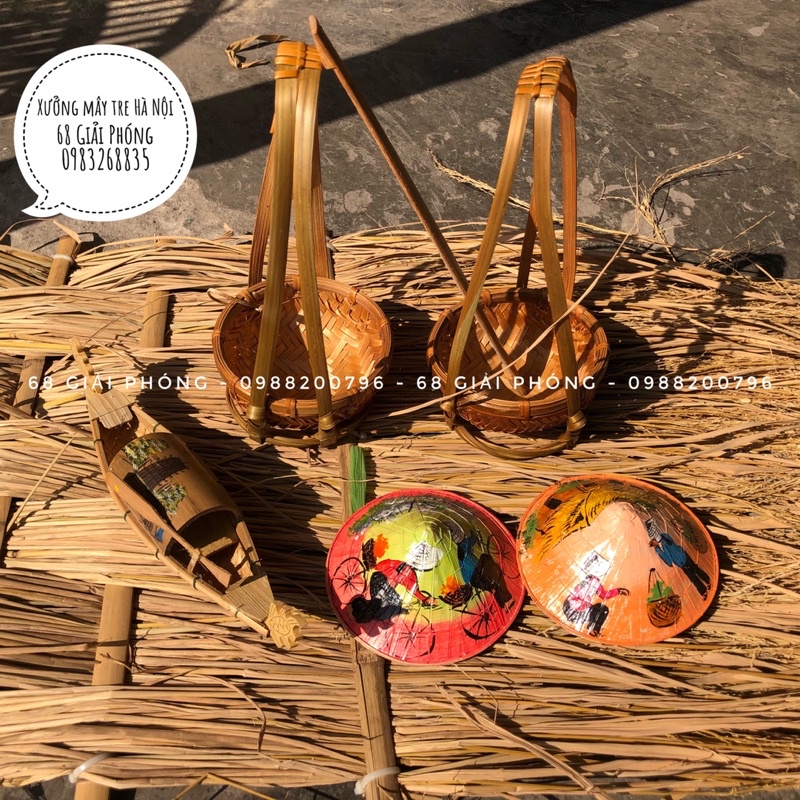 Quang gánh tre mini, đồ trang trí, decor