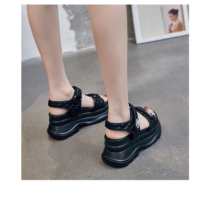 Hàng Có Sẵn; Chất Lượng Cao; 2022; Giày Sandal Mũi Tròn Hở Ngón Cao 5cm - 8cm) Phong Cách Mới Mùa Hè Sang Trọng Cho Nữ