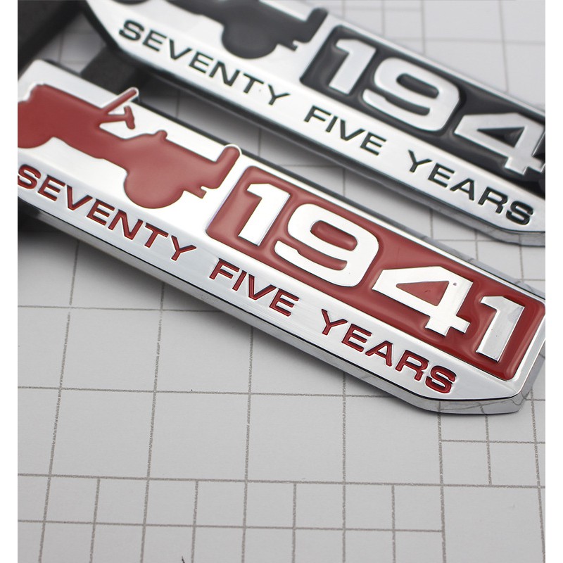 Logo kim loại 3D hình 1941 Seventy Five Years dán trang trí xe Jeep