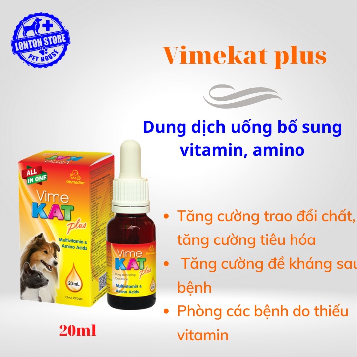 VEMEDIM Vimekat Plus Vitamin Giúp Tăng Cường Sức Khỏe Cho Chó Mèo Và Vật Nuôi  20ml - Lonton Store