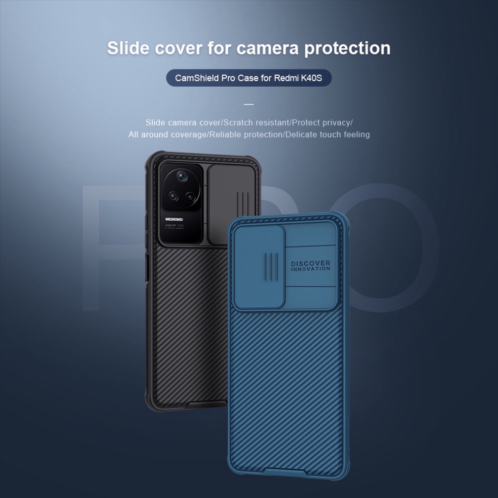 Ốp điện thoại Nillkin bằng TPU + PC có tấm trượt bảo vệ camera chống sốc cho Xiaomi Redmi K40s