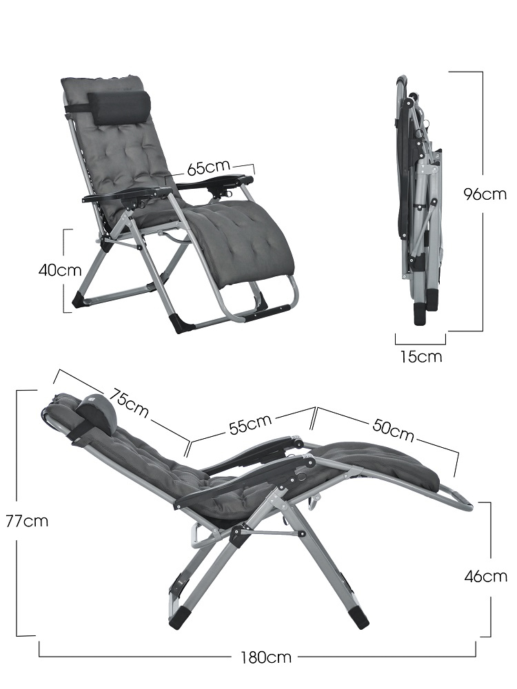 Ghế xếp thư giãn có đệm Kachi MK232B - Màu xám bạc