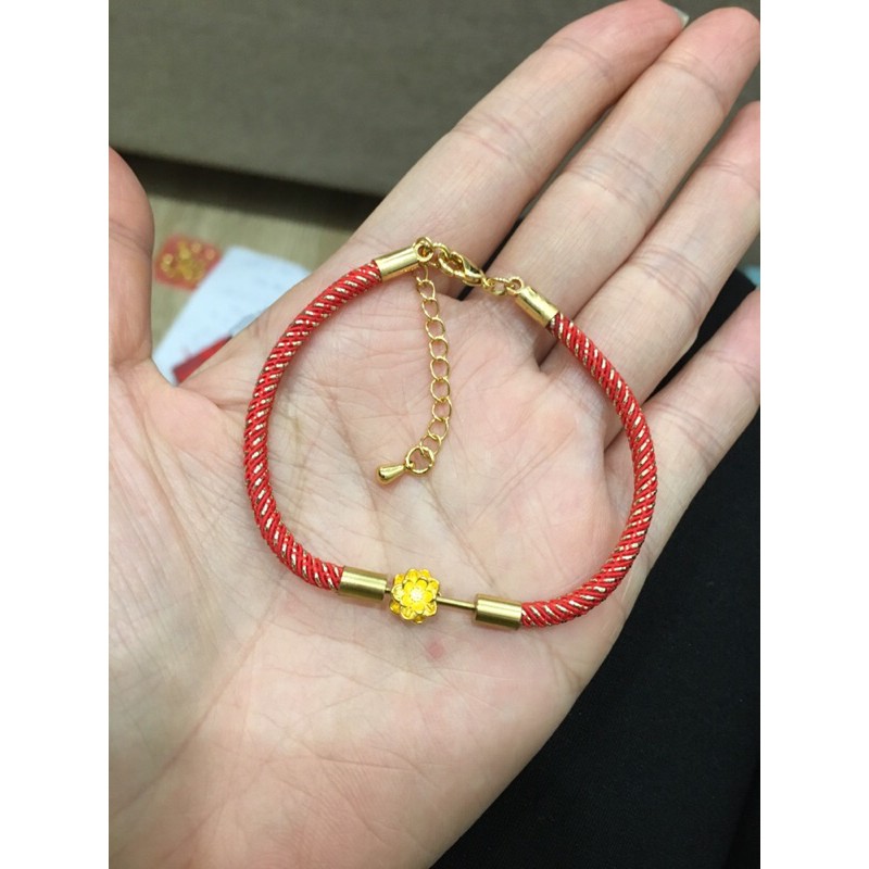Vòng tay may mắn charm sen 24k