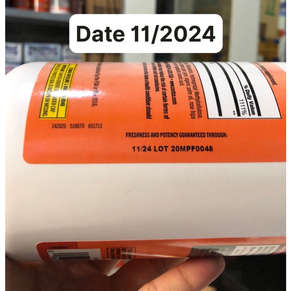 ❤️ [Quận 3] [Date 1/2025] Vitamin C 1000mg Kirkland Rose Hips citrus bioflavonoid Complex Mỹ Hộp 500 viên