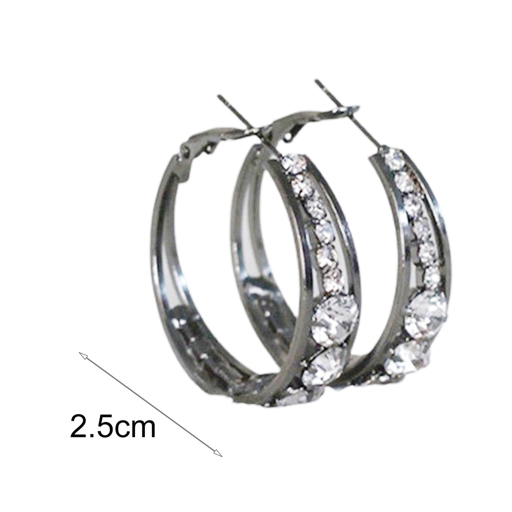 Khuyên tai hình tròn đính đá thiết kế sang trọng thời trang cho nữ