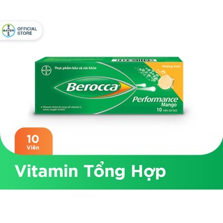 Freeship Viên sủi bổ sung Vitamin Berocca Performance Mango 10 Viên