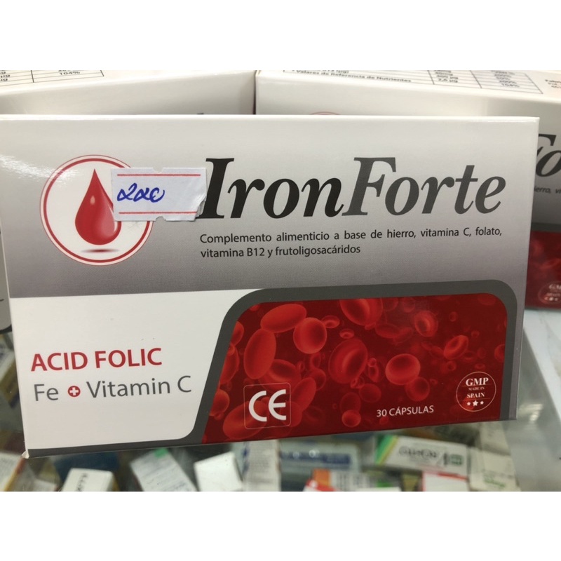 Sắt Hữu Cơ Iron Forte - Hộp 30v viên Tây Ban Nha cho bà bầu người thiếu máu mẹ sau sinh
