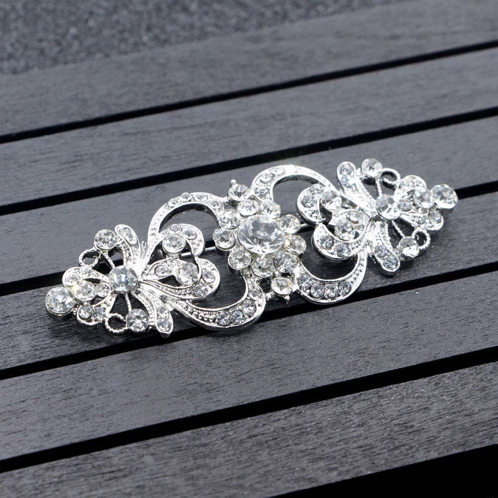 VANES1 Trâm Cài Áo Hình Hoa Lớn Bằng Hợp Kim Màu Bạc Thời Trang