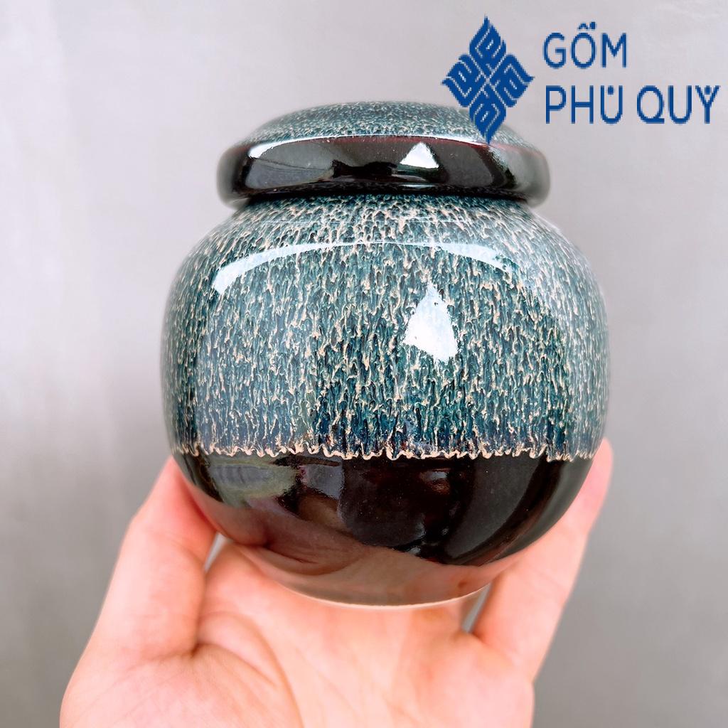 Bộ Ấm Chén Uống Trà ⚱ Ấm Trà Nầm S2 Men Gold ⚱ Gốm Sứ Bát Tràng Gomphuquy Hn14