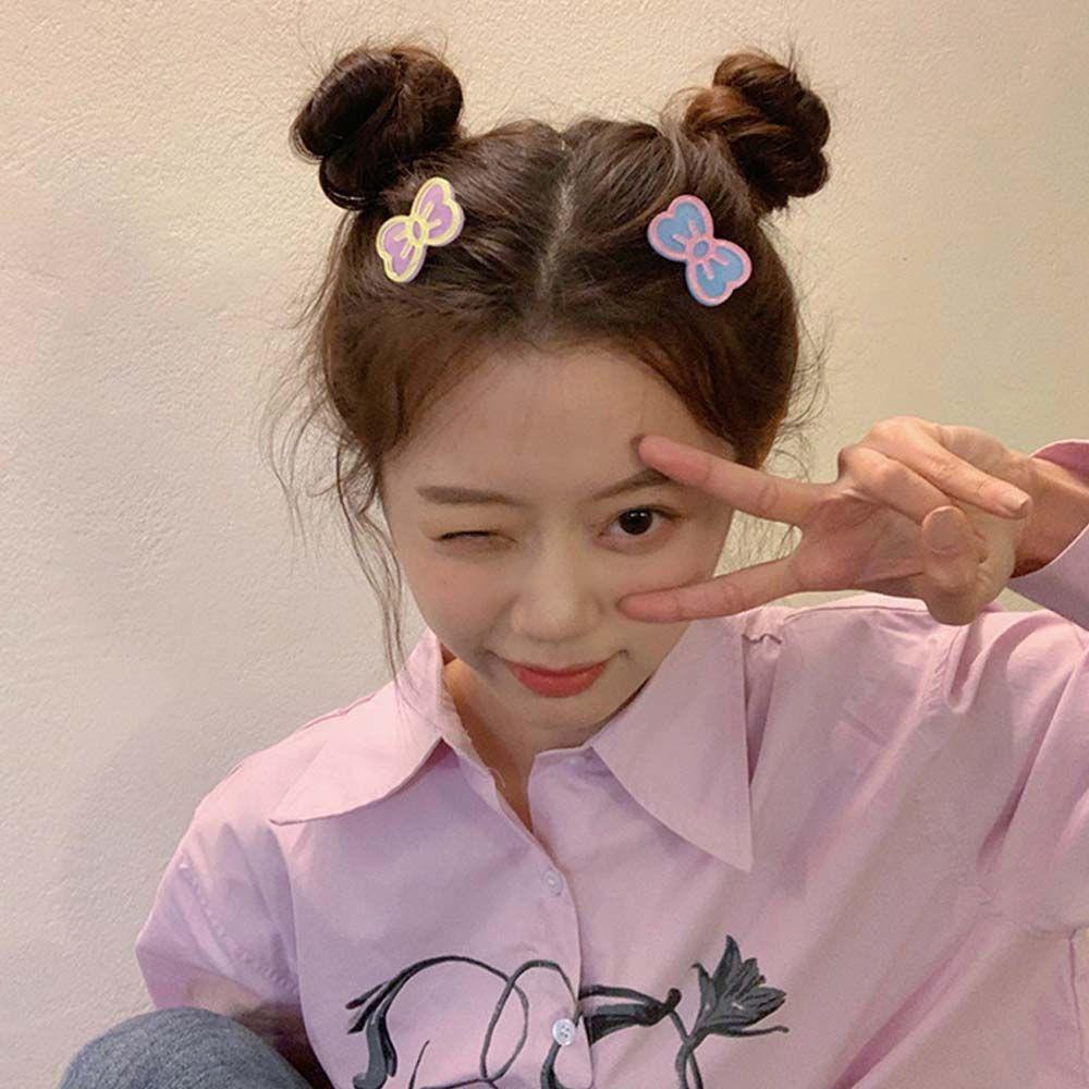 Kẹp Tóc Nơ Bằng Acrylic Màu Sắc Ngọt Ngào Phong Cách Hàn Quốc